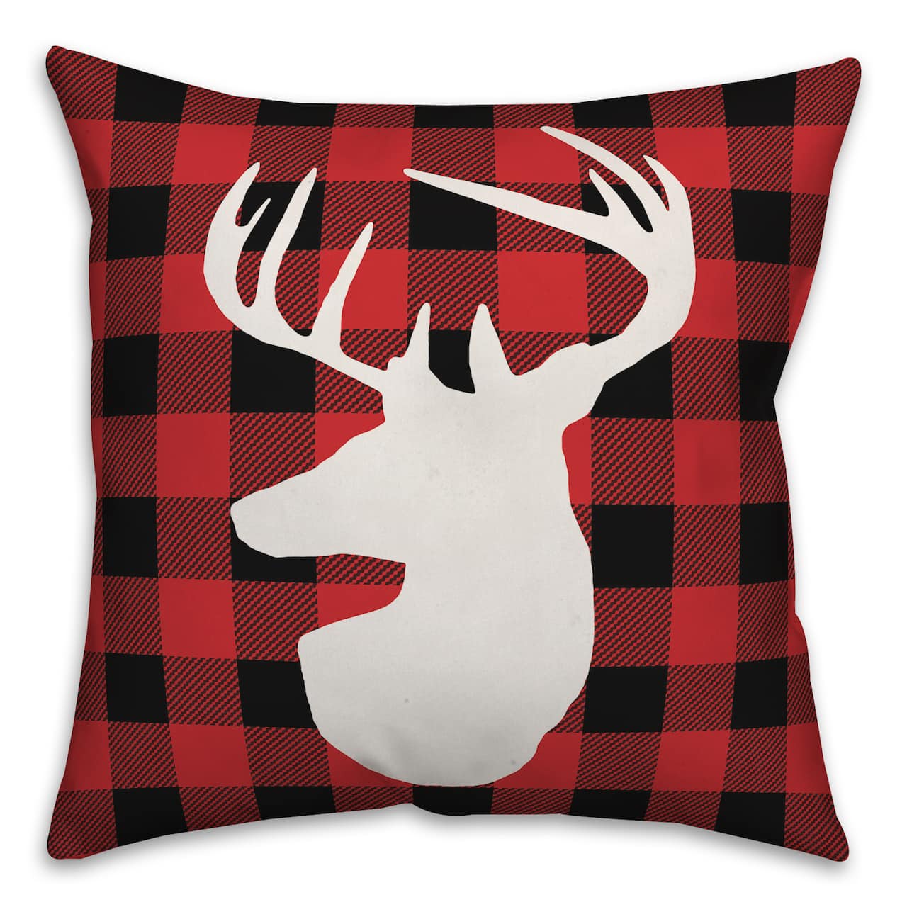Designs Direct Deer Head Plaid 18x18 Throw Pillow